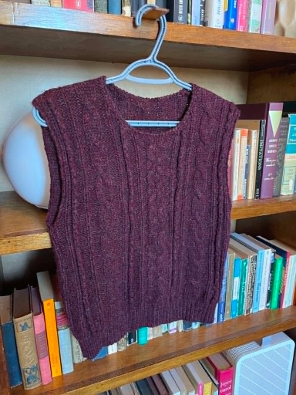 Burgundy Cable Knit Sleeveless Sweater Vest